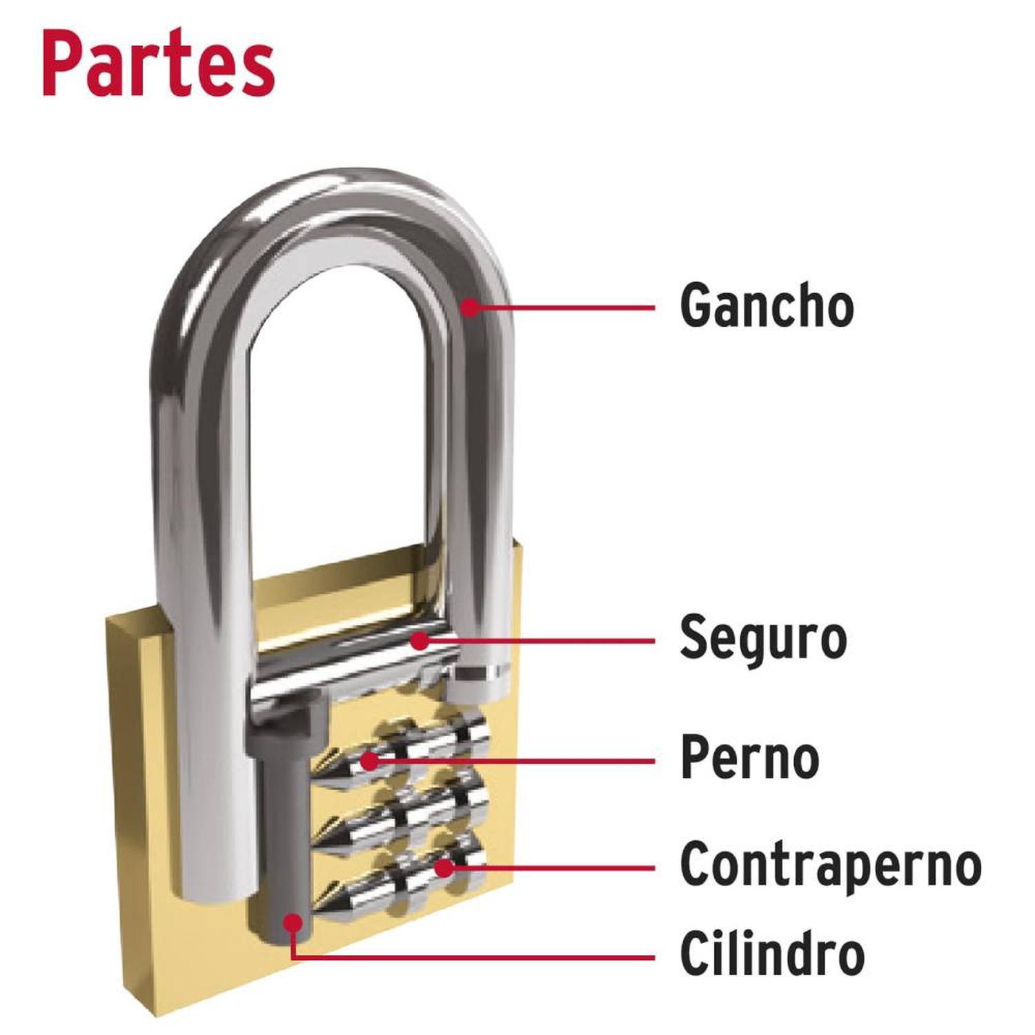 CANDADO DE LATON 50 MM ARCO CORTO CON LLAVE TRADICIONAL NIVEL 6 HERMEX 43430 - 3
