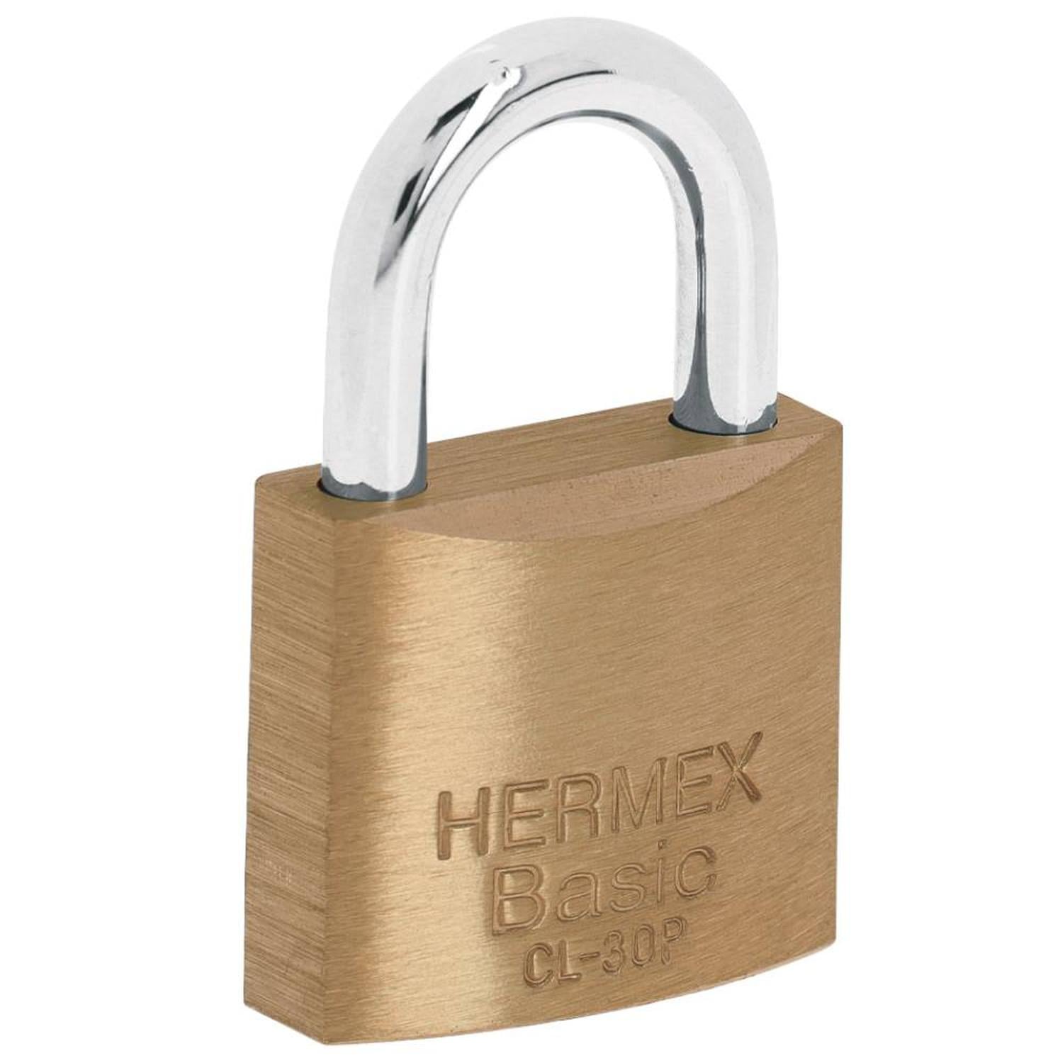 CANDADO DE LATON 30 MM ARCO CORTO CON LLAVE TRADICIONAL NIVEL 3 HERMEX 23514 - 1