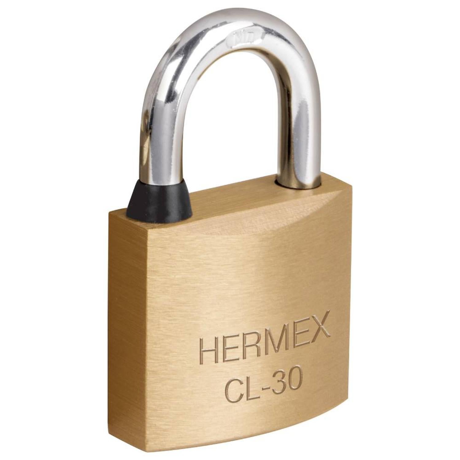 CANDADO DE LATON 30 MM ARCO CORTO CON LLAVE TRADICIONAL NIVEL 4 HERMEX 43427 - 1