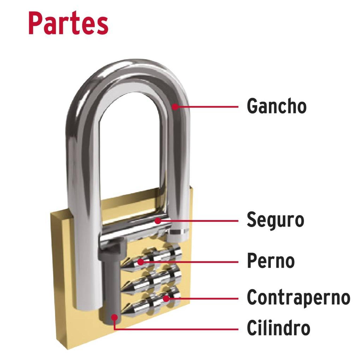 CANDADO DE LATON 40 MM ARCO LARGO CON LLAVE TRADICIONAL NIVEL 4 HERMEX 23517 - 3