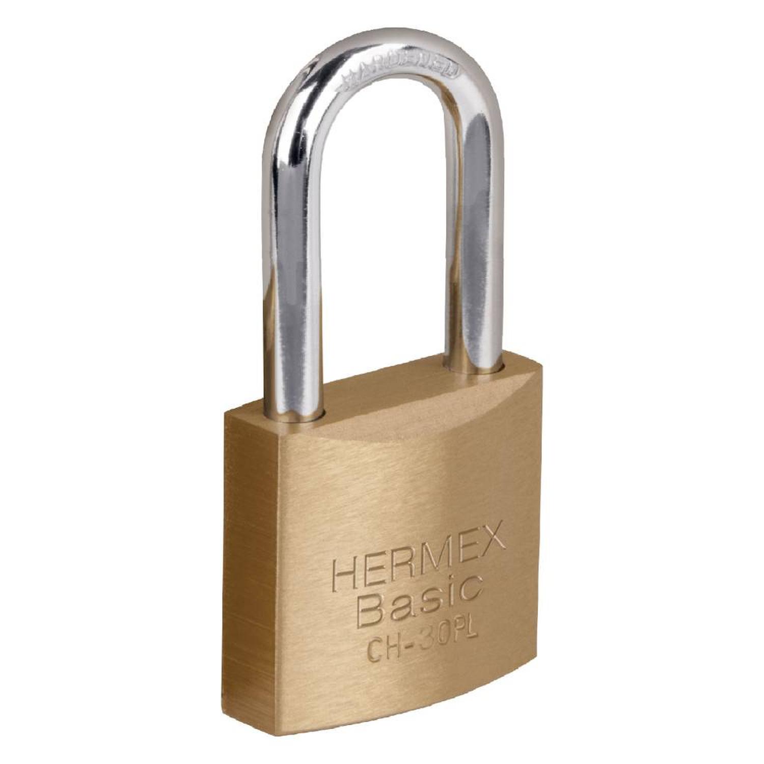 CANDADO DE HIERRO 30 MM ARCO LARGO CON LLAVE TRADICIONAL NIVEL 2 HERMEX 27070 - 1