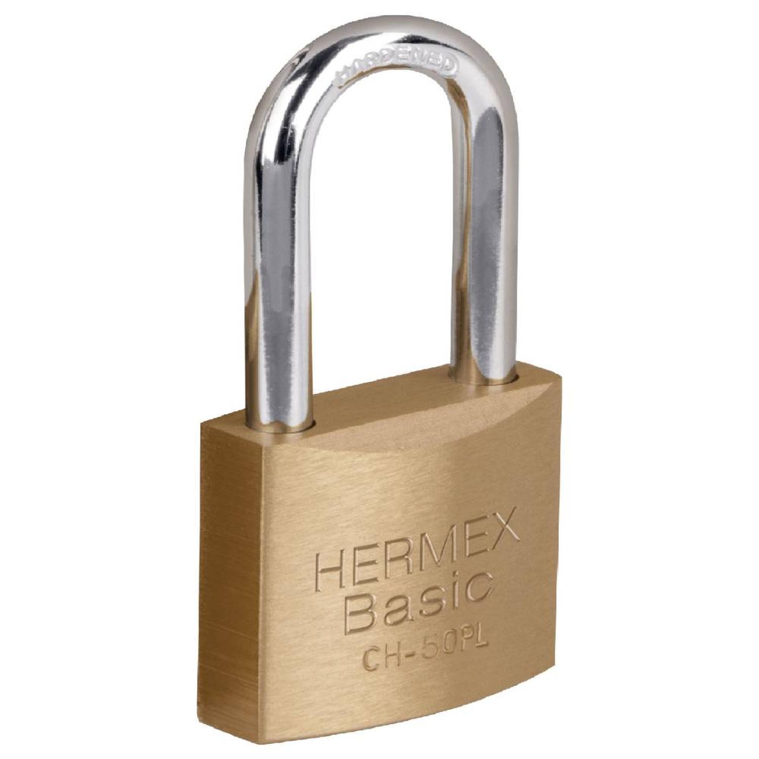 CANDADO DE HIERRO 50 MM ARCO LARGO CON LLAVE TRADICIONAL NIVEL 3 HERMEX 27072 - 1