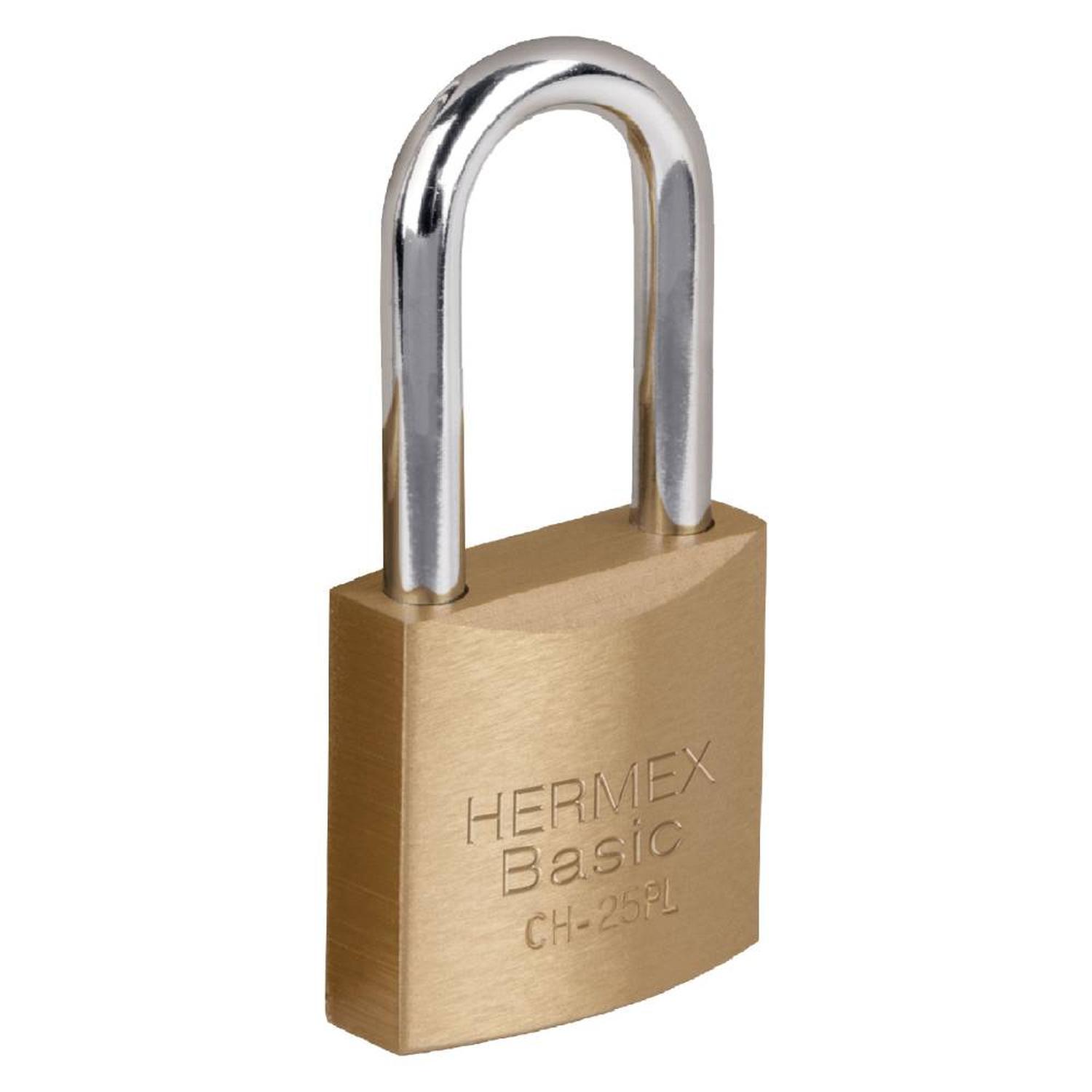 CANDADO DE HIERRO 25 MM ARCO LARGO CON LLAVE TRADICIONAL NIVEL 1 HERMEX 27069 - 1