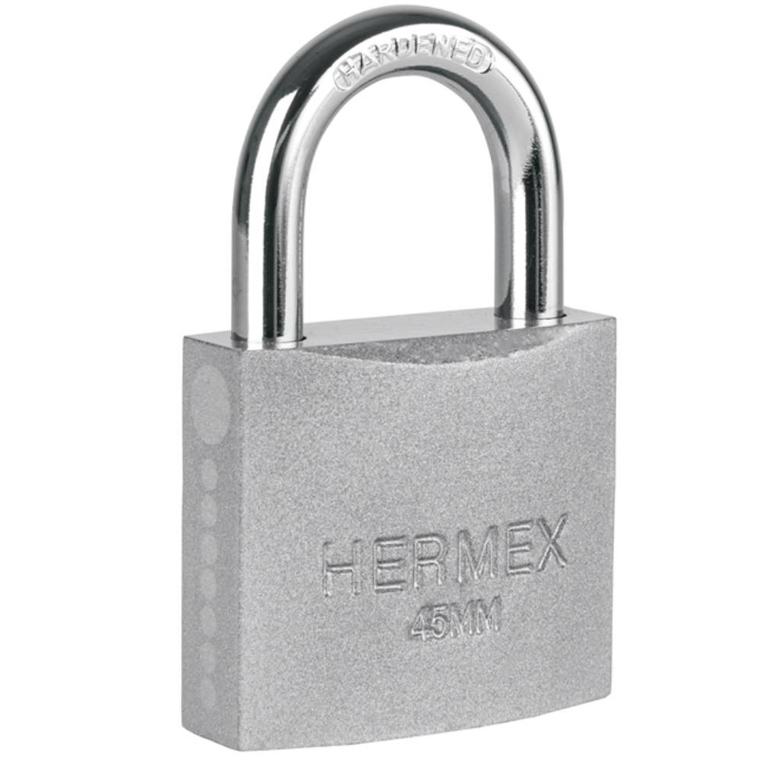 CANDADO DE HIERRO ARCO CORTO 45 MM CON LLAVE TRADICIONAL NIVEL 4 HERMEX 43316 - 1