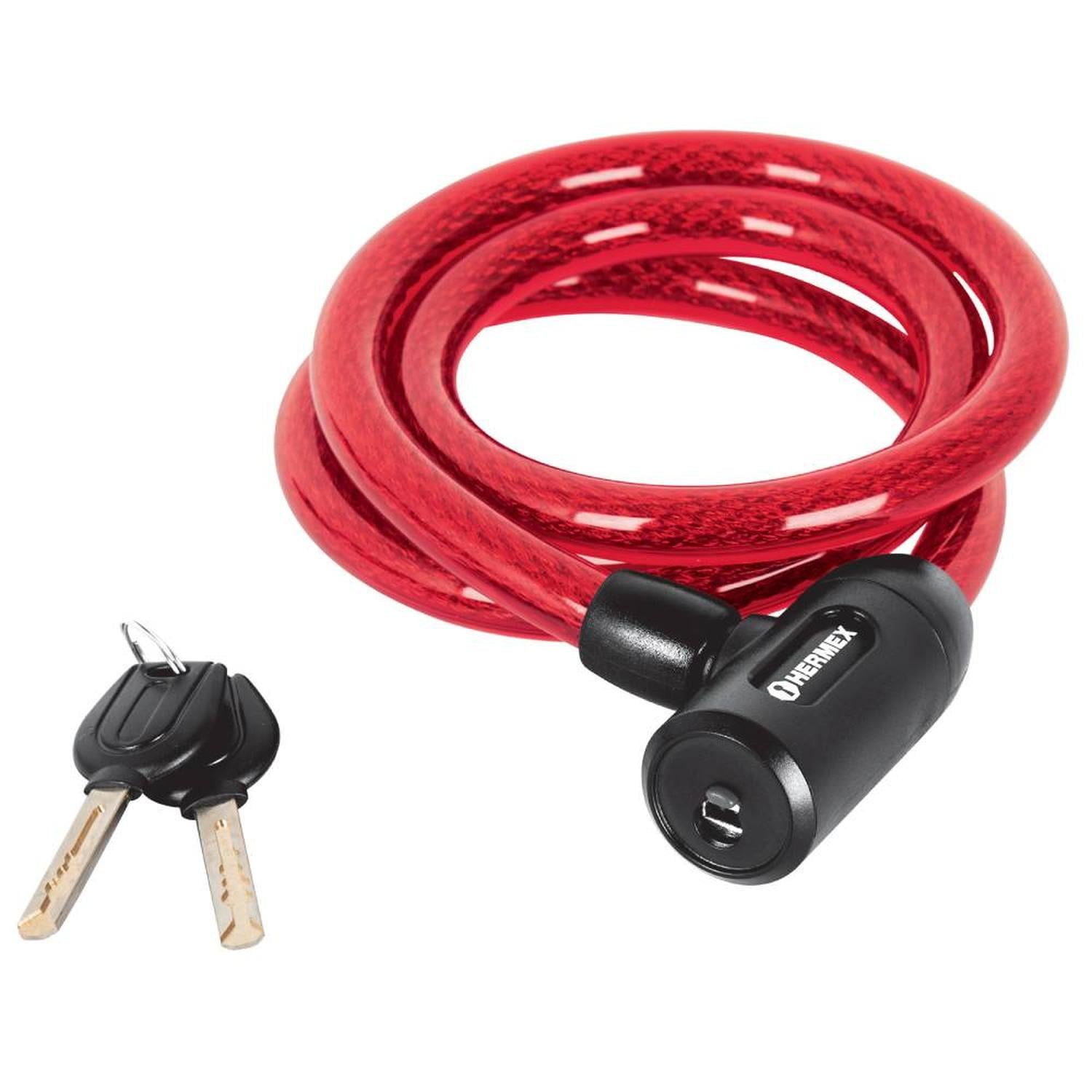 CANDADO DE CABLE DE ACERO 20 MM X 1,20 M CON LLAVE TIPO AUTOMOTRIZ HERMEX 43921 - 2