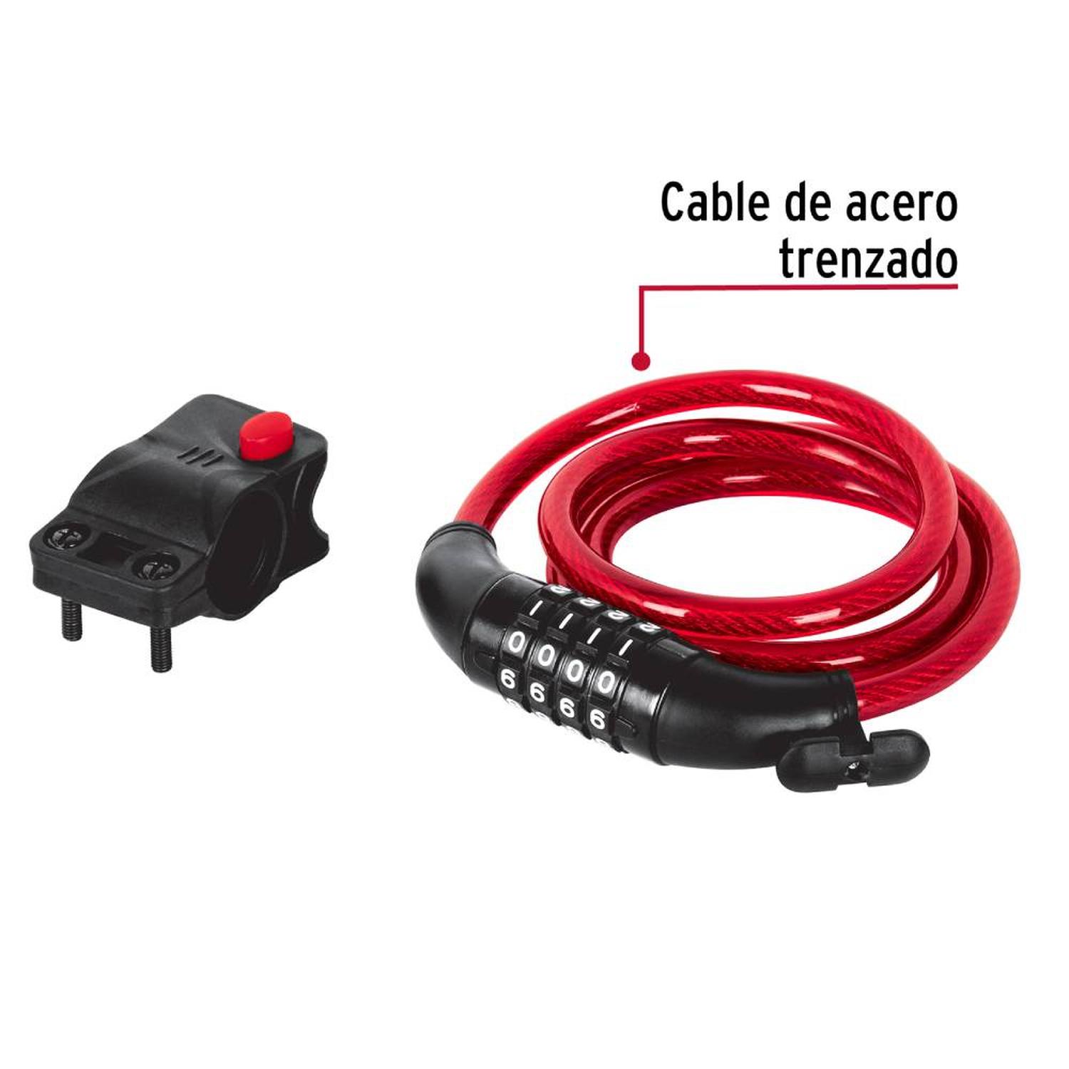 CANDADO DE CABLE DE ACERO 10 MM X 1.20 M CON COMBINACIÓN HERMEX 43925 - 3