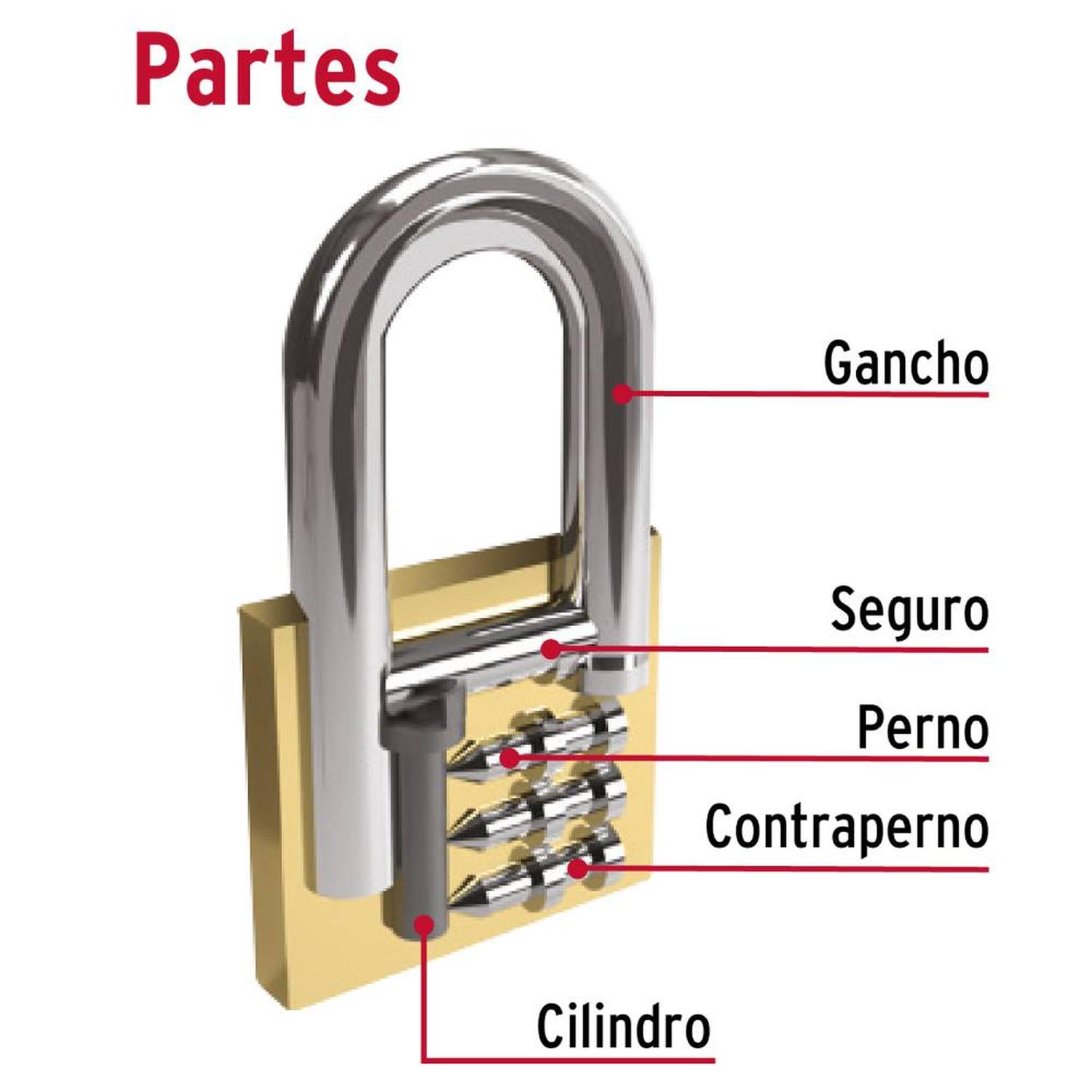 CANDADO DE HIERRO 40 MM ARCO LARGO CON LLAVE TRADICIONAL NIVEL 2 HERMEX 27071 - 4