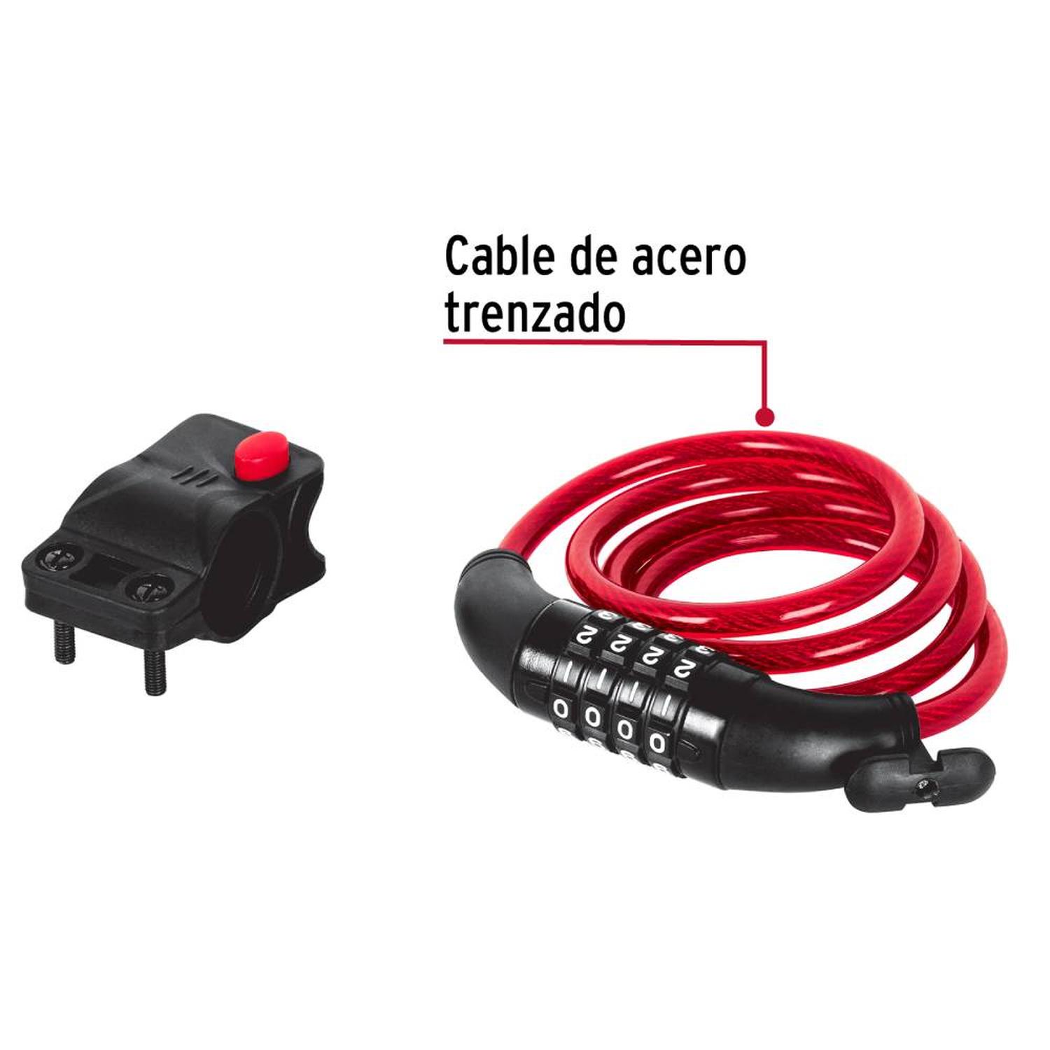 CANDADO DE CABLE DE ACERO 8 MM X 1 M CON COMBINACIÓN HERMEX 43924 - 3