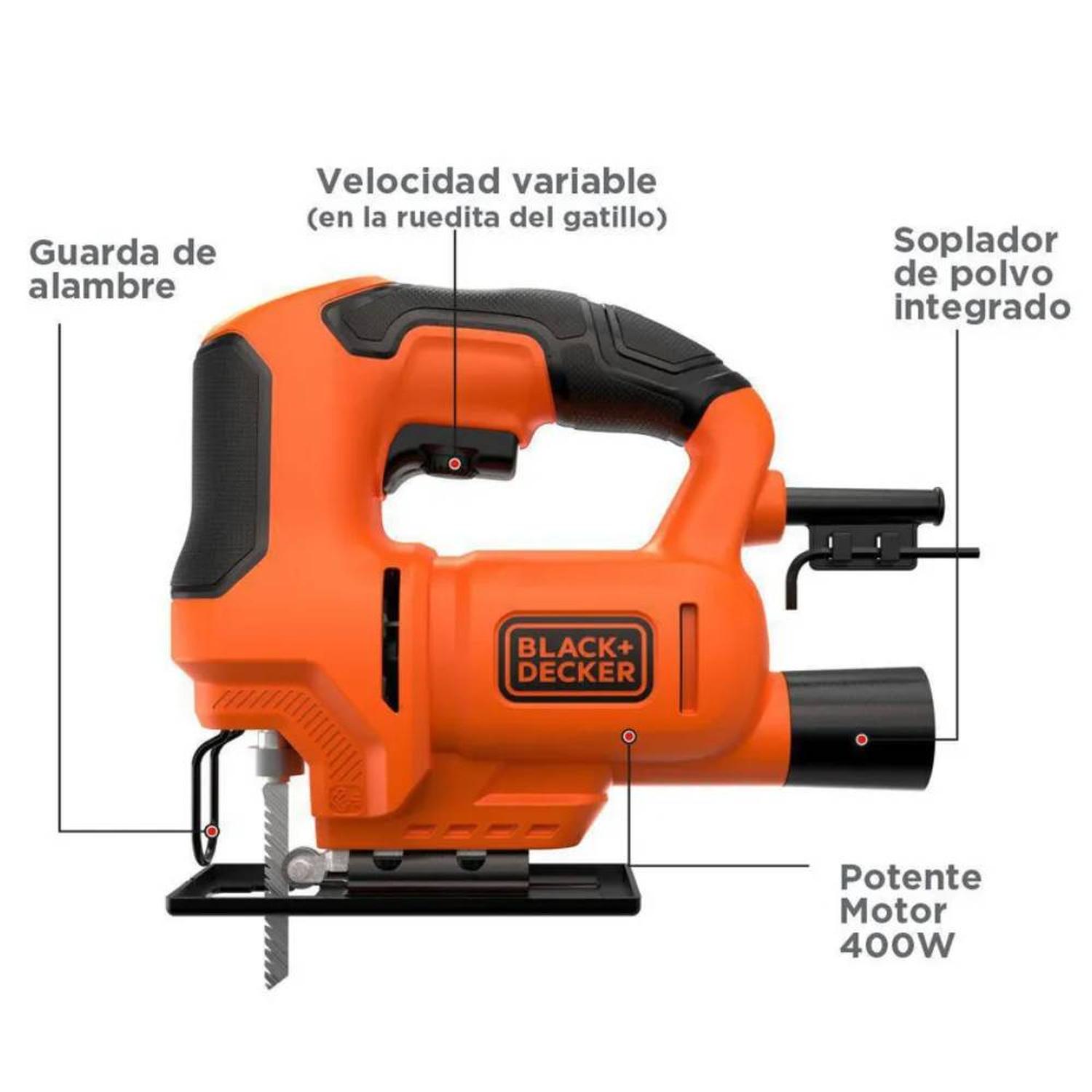 SIERRA CALADORA 400W 18 MM 3000 CPM BLACK + DECKER BES603-B2 - 3