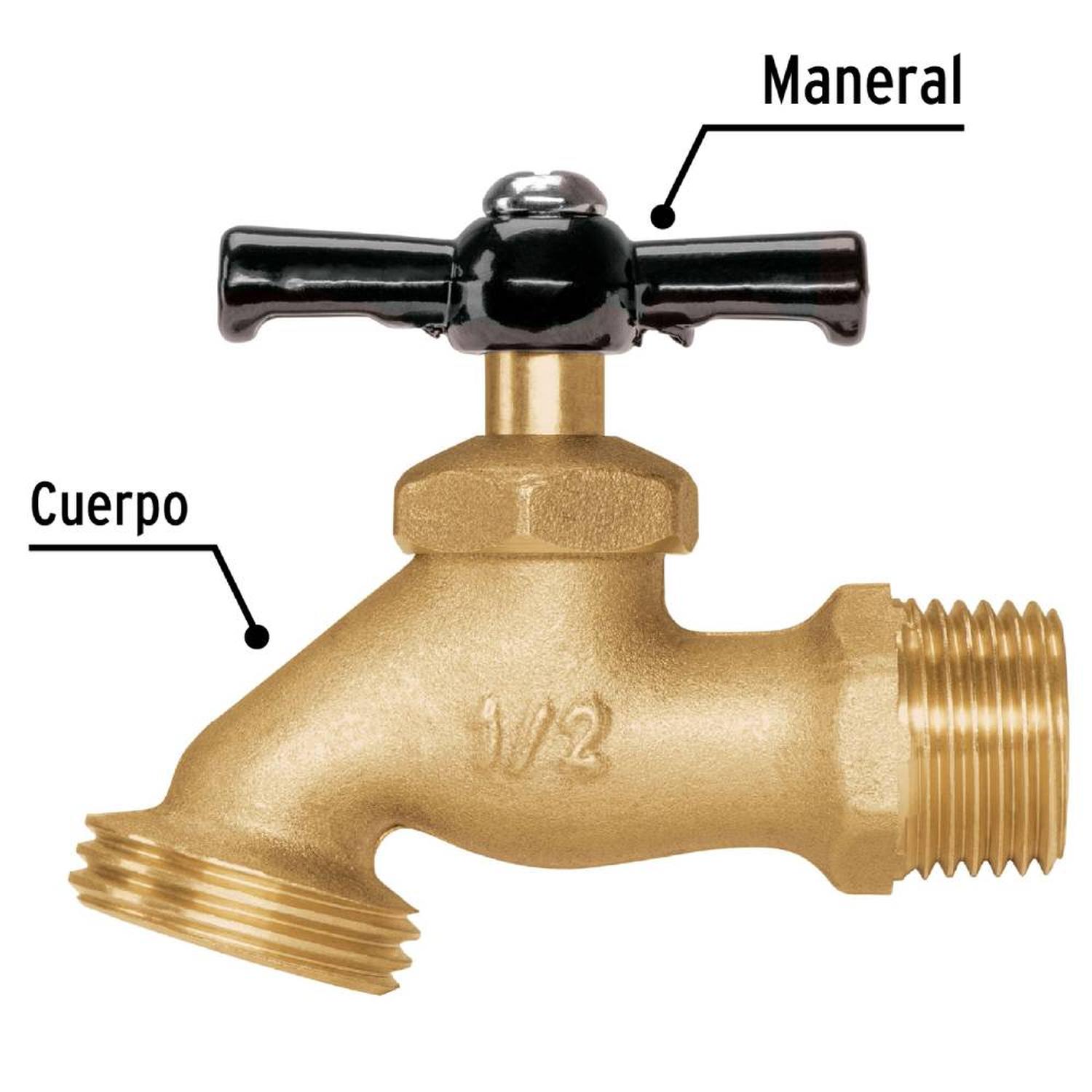 LLAVE DE LATON PARA JARDIN ENT 1/2' SAL 3/4' PRETUL 22146 - 2