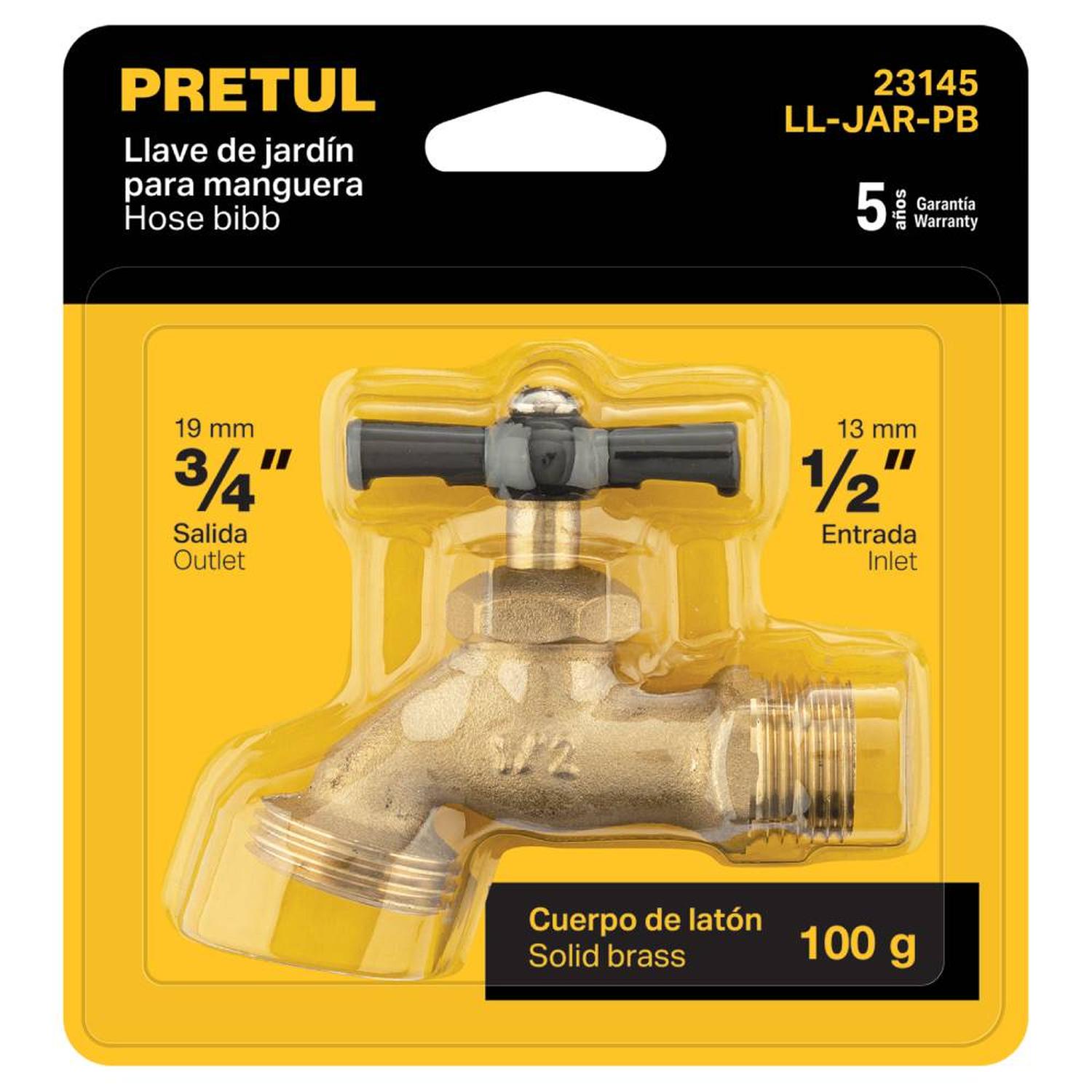 LLAVE DE LATON PARA JARDIN ENT 1/2' SAL 3/4' PRETUL 23145 - 2