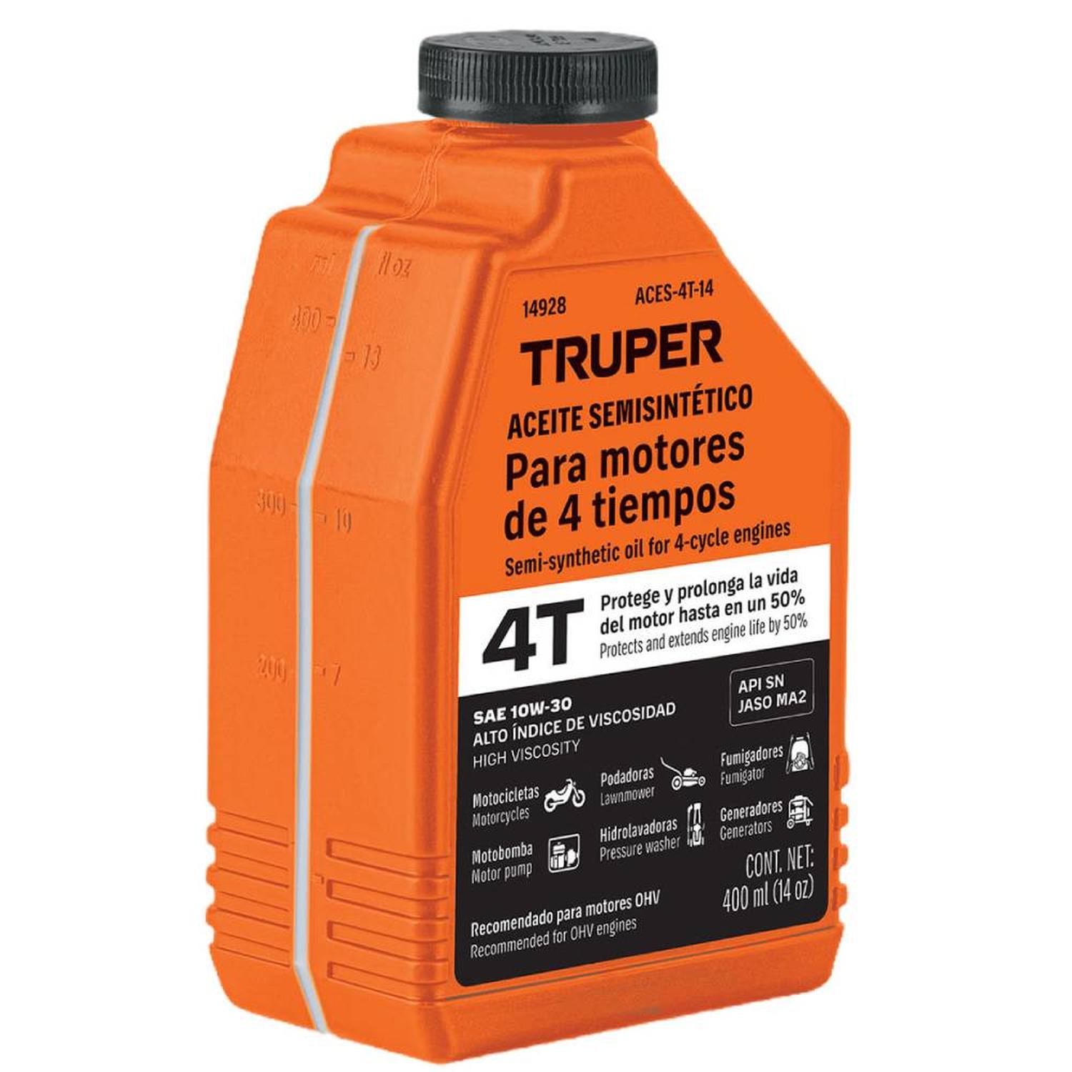 ACEITE SEMI-SINTÉTICO PARA MOTOR 4 TIEMPOS 400 ML (14OZ) TRUPER 14928 - 1