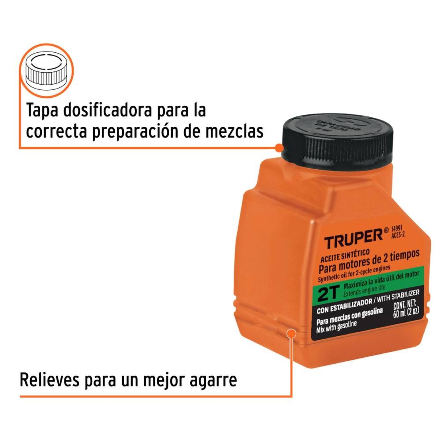ACEITE SEMI-SINTÉTICO PARA MOTOR 2 TIEMPOS 60 ML (2OZ) TRUPER 14991 - 2