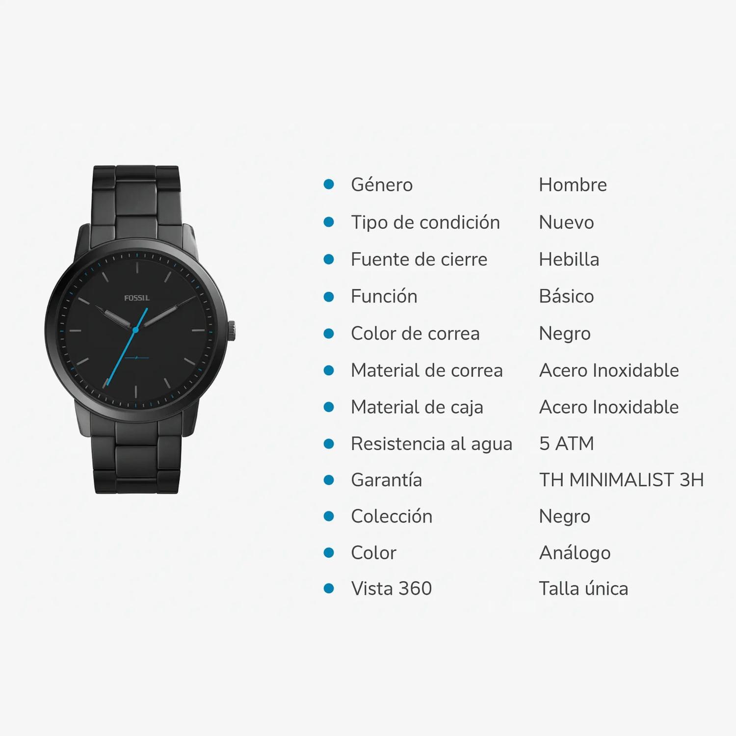 RELOJ ANALOGICO HOMBRE FS5308 FOSSIL NEGRO 1031033 - 4
