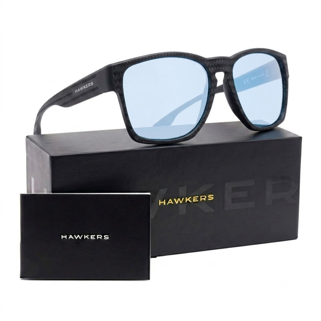 LENTES DE SOL POLARIZADO HAWKERS CORE RAW CARBON FIBER BLACK BLUE CHROME HCRA25NLTP - TALLA 56MM - LOAIZAR.PE - 1