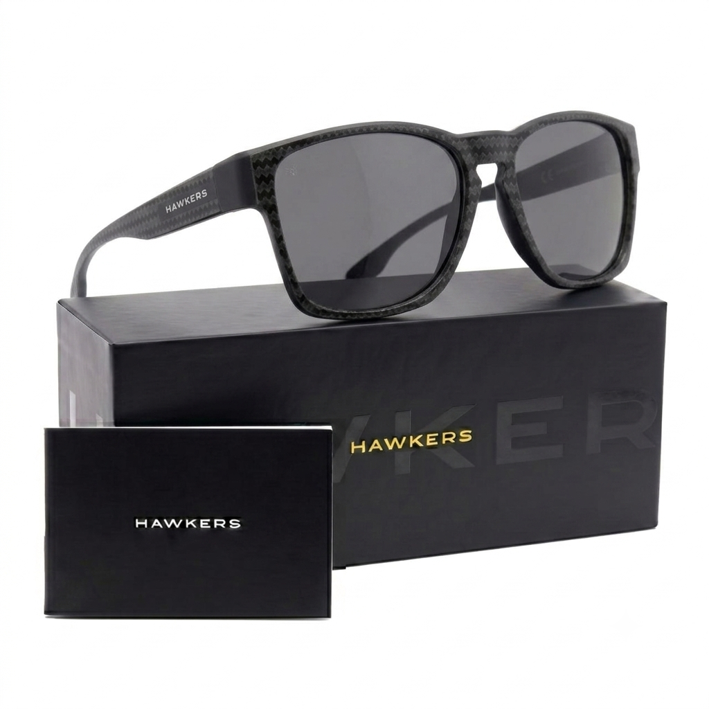 LENTES DE SOL POLARIZADO HAWKERS CORE RAW CARBON FIBER BLACK DARK HCRA25NBTP - TALLA 56MM - LOAIZAR.PE - 1