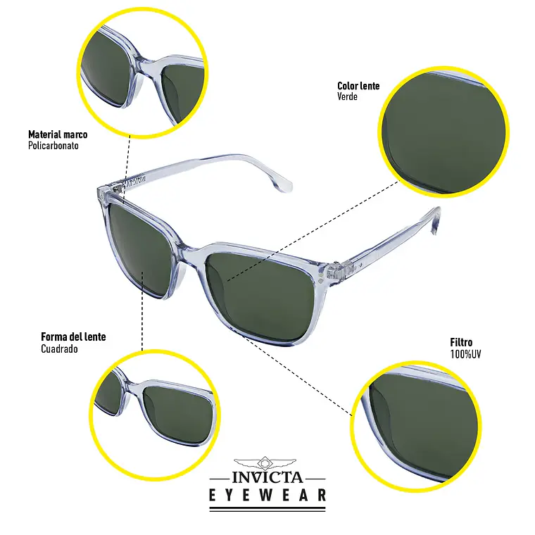 LENTES DE SOL INVICTA I40031-ANG-T06-P05 - TALLA 52MM - LOAIZAR.PE - 5