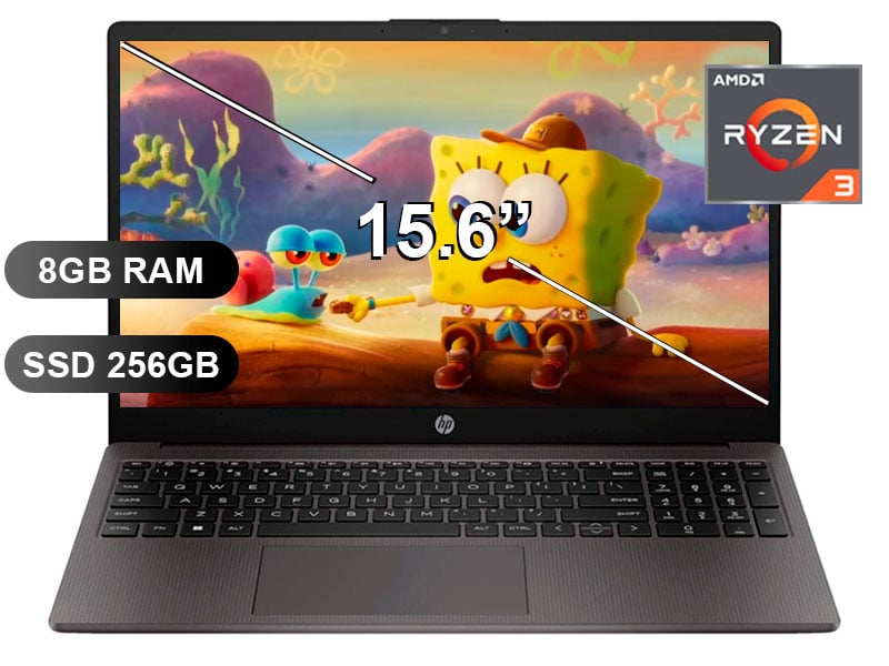 LAPTOP HP 255 G10 RYZEN 3-7320U, 8GB RAM, 256GB SSD, SIN WINDOWS, 15.6' (A9BS1LT) - 1