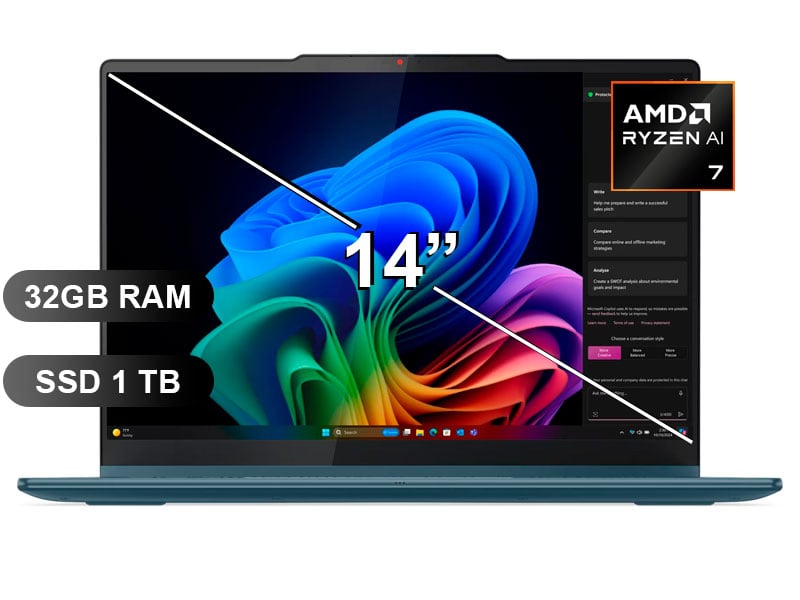 LAPTOP LENOVO YOGA 7 2-EN-1 14AKP10 RYZEN7 350, 32GB, 1TB SSD, SIN WINDOWS, 14' TÁCTIL (83JR006YLM) - 1