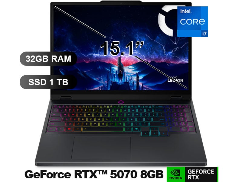 LAPTOP LENOVO LEGION 5 15IRX10 AI I7-14700HX, 32GB RAM, 1TB SSD, RTX5070-8GB, SIN WINDOWS, 15.1' (83LY00PDLM) - 1
