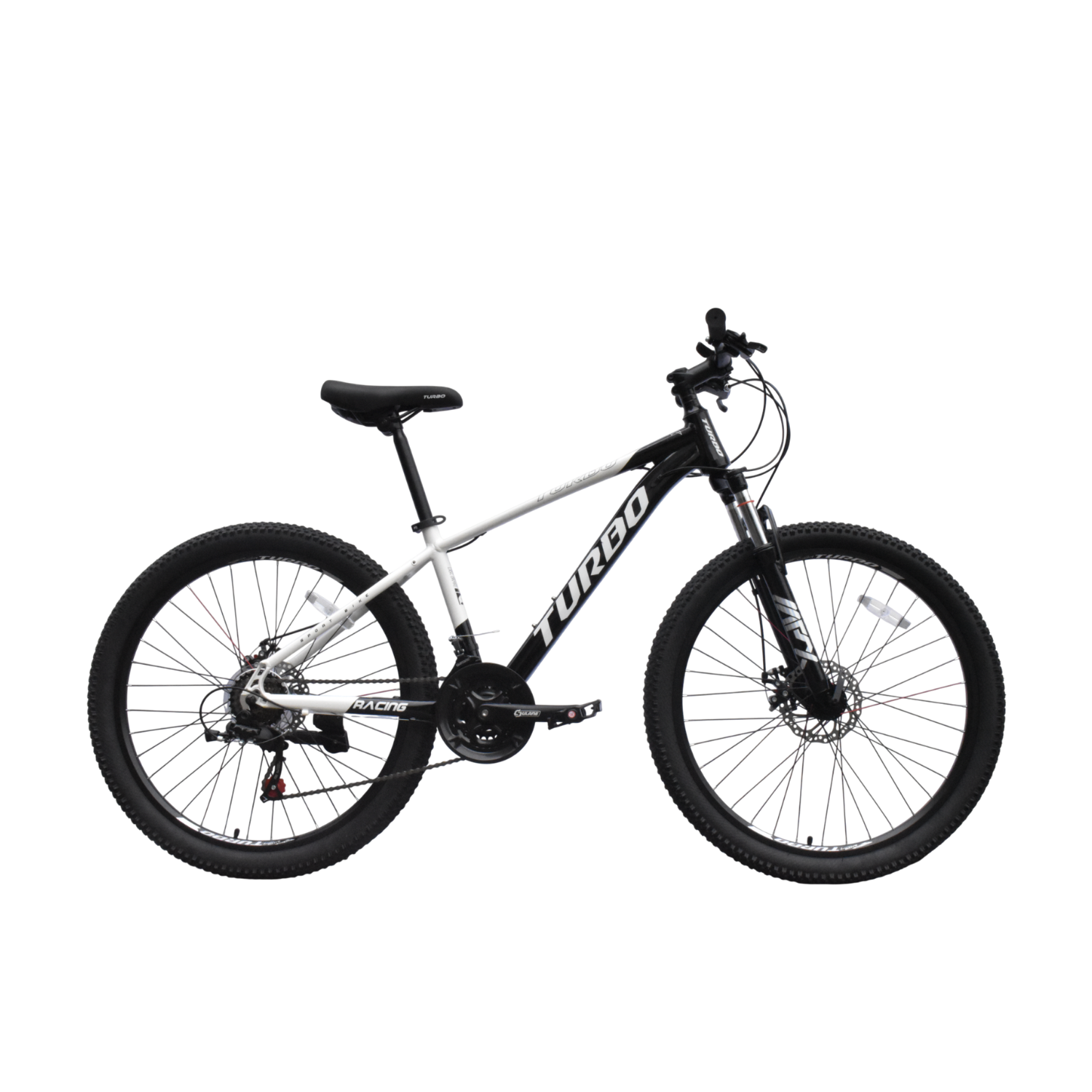 BICICLETA MONTAÑERA JY101 TURBO RACING ARO 24 BLANCO/NEGRO - 1