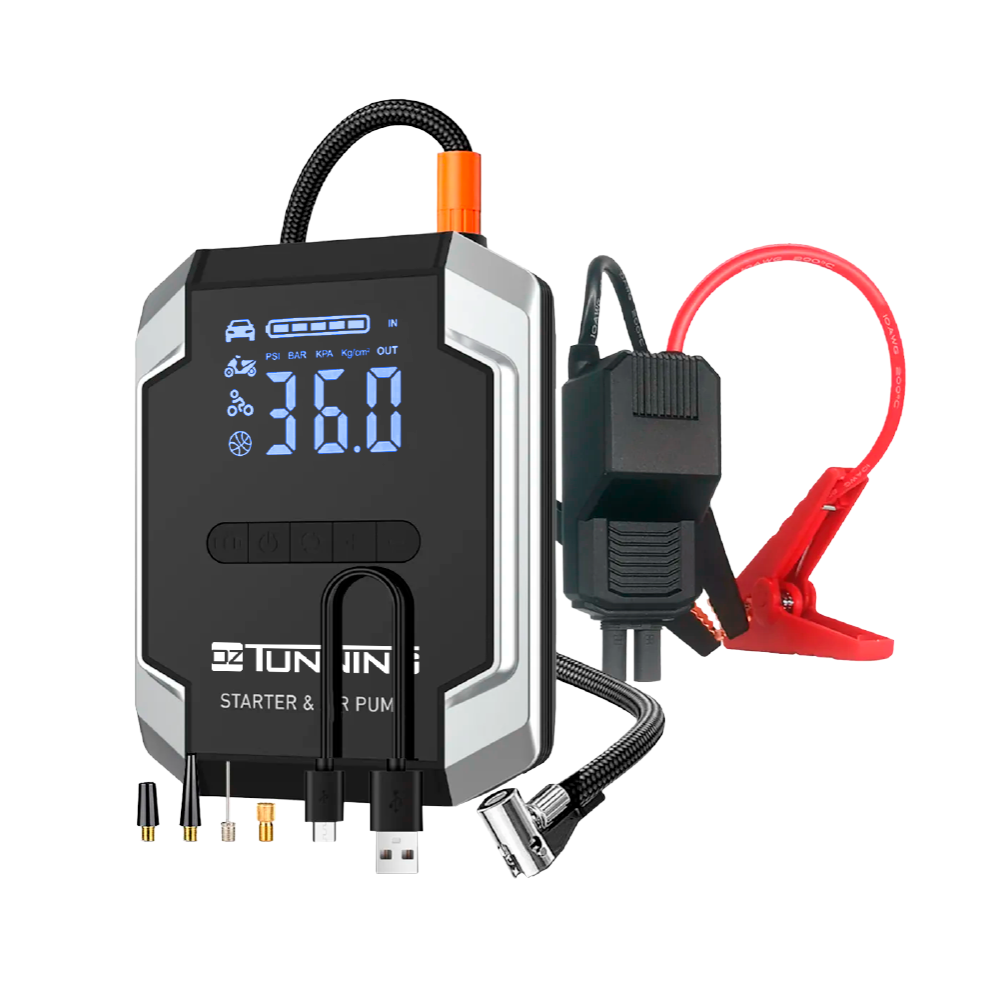 ARRANCADOR DE BATERÍA MULTIFUNCIÓN OZ TUNNING INFLADOR + LINTERNA + POWERBANK - 1