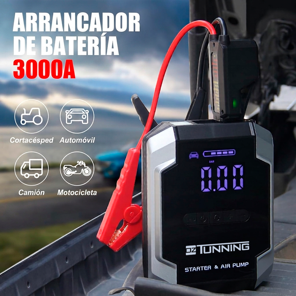 ARRANCADOR DE BATERÍA MULTIFUNCIÓN OZ TUNNING INFLADOR + LINTERNA + POWERBANK - 5