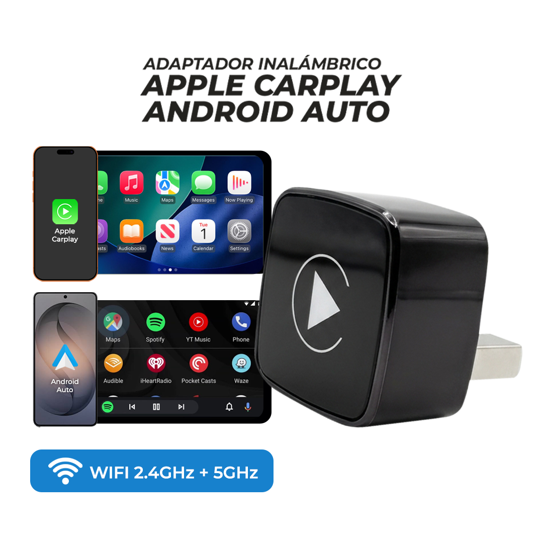 ADAPTADOR INALÁMBRICO CARPLAY/ANDROID AUTO 2.4 GHZ + 5GHZ BT 5.2 OZ TUNNING - 1