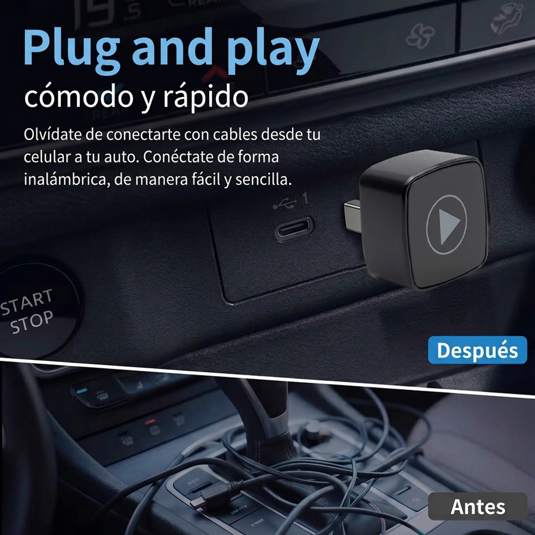 ADAPTADOR INALÁMBRICO CARPLAY/ANDROID AUTO 2.4 GHZ + 5GHZ BT 5.2 OZ TUNNING - 3