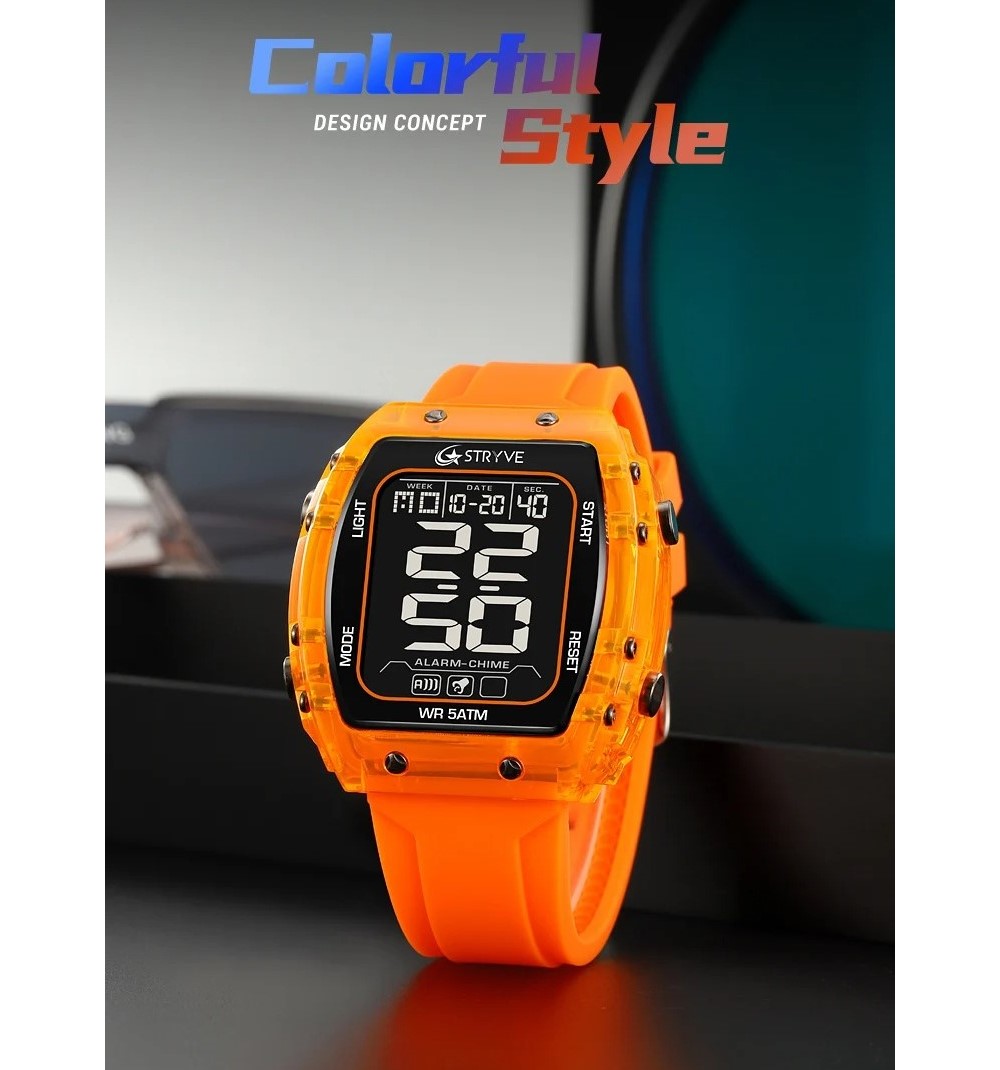 RELOJ HOMBRE DEPORTIVO STRYVE 8031 DIGITAL NARANJA - 2