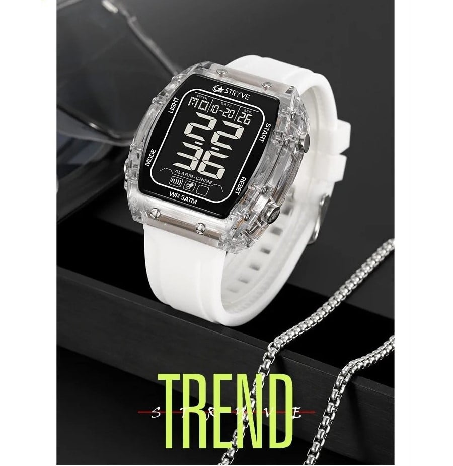RELOJ HOMBRE DEPORTIVO STRYVE 8031 DIGITAL BLANCO - 3