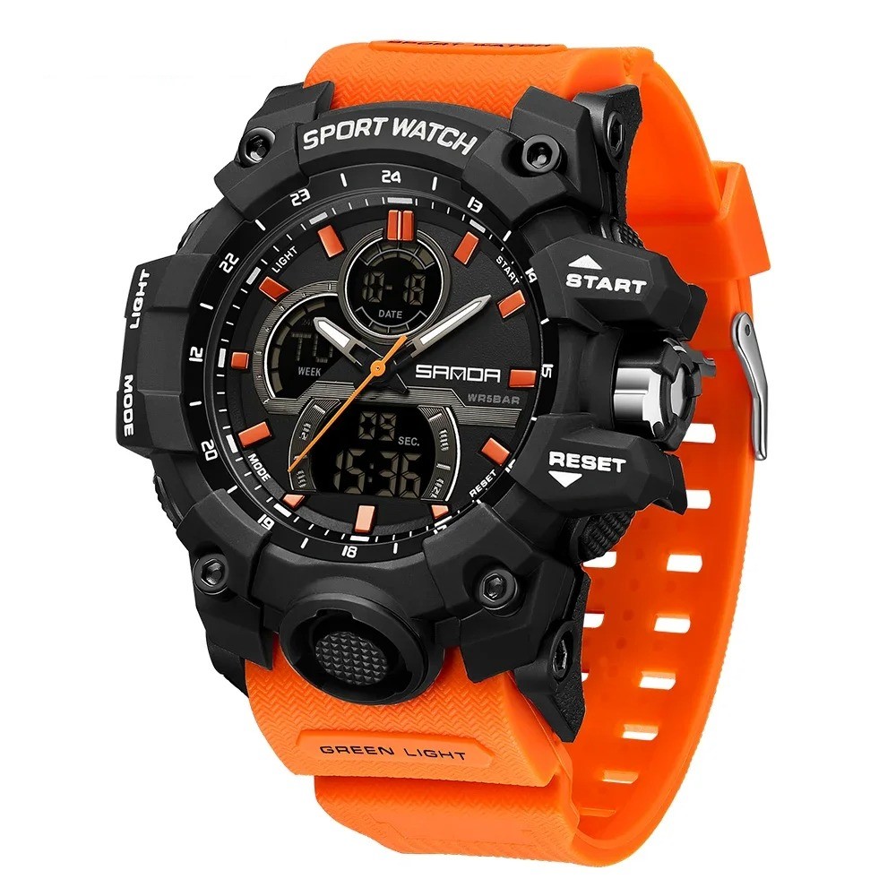 RELOJ DEPORTIVO SANDA 6198 ANÁLOGO-DIGITAL NARANJA - 1