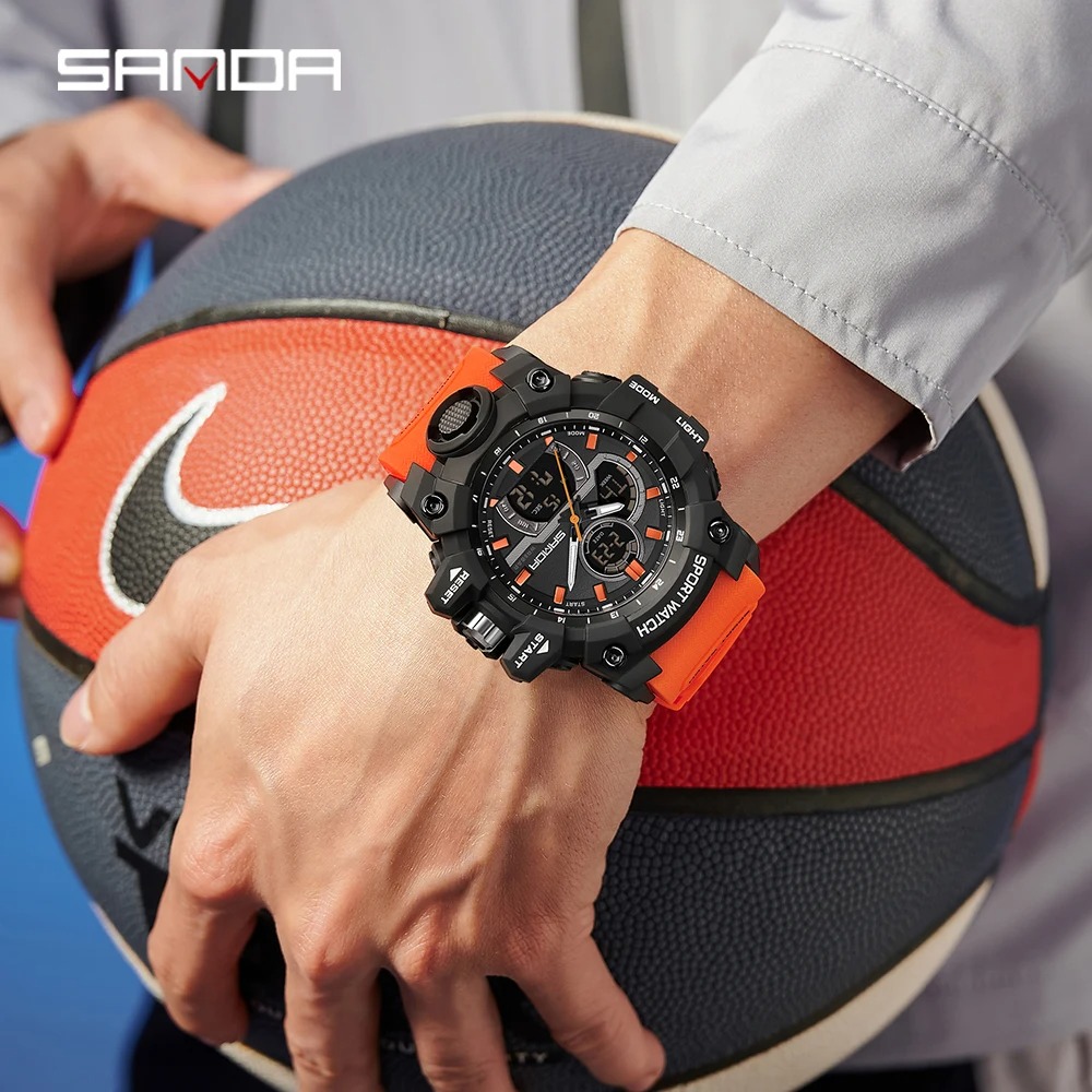 RELOJ DEPORTIVO SANDA 6198 ANÁLOGO-DIGITAL NARANJA - 3