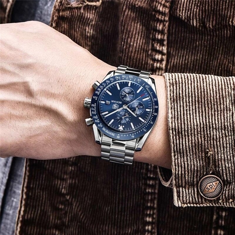 RELOJ HOMBRE LUJO BENYAR 5140 CRONÓGRAFOS AZUL - 3