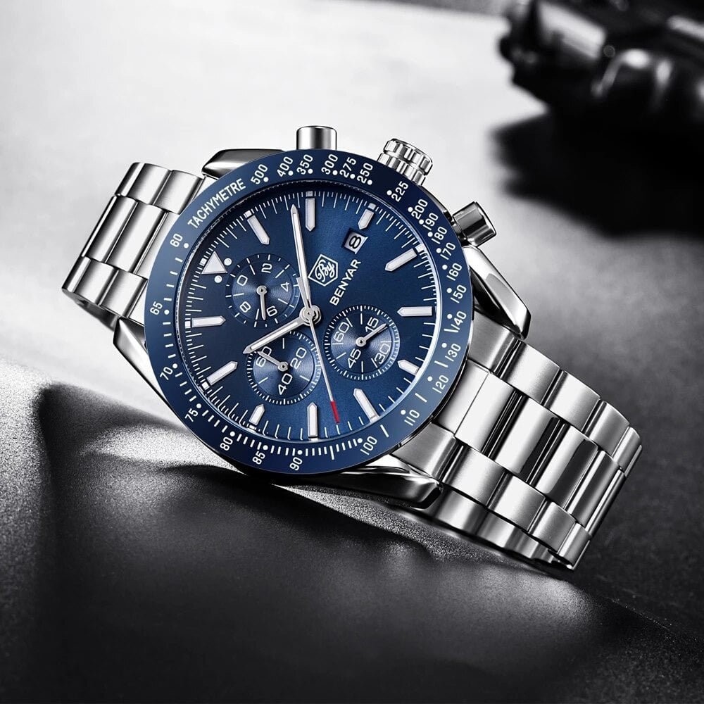 RELOJ HOMBRE LUJO BENYAR 5140 CRONÓGRAFOS AZUL - 4