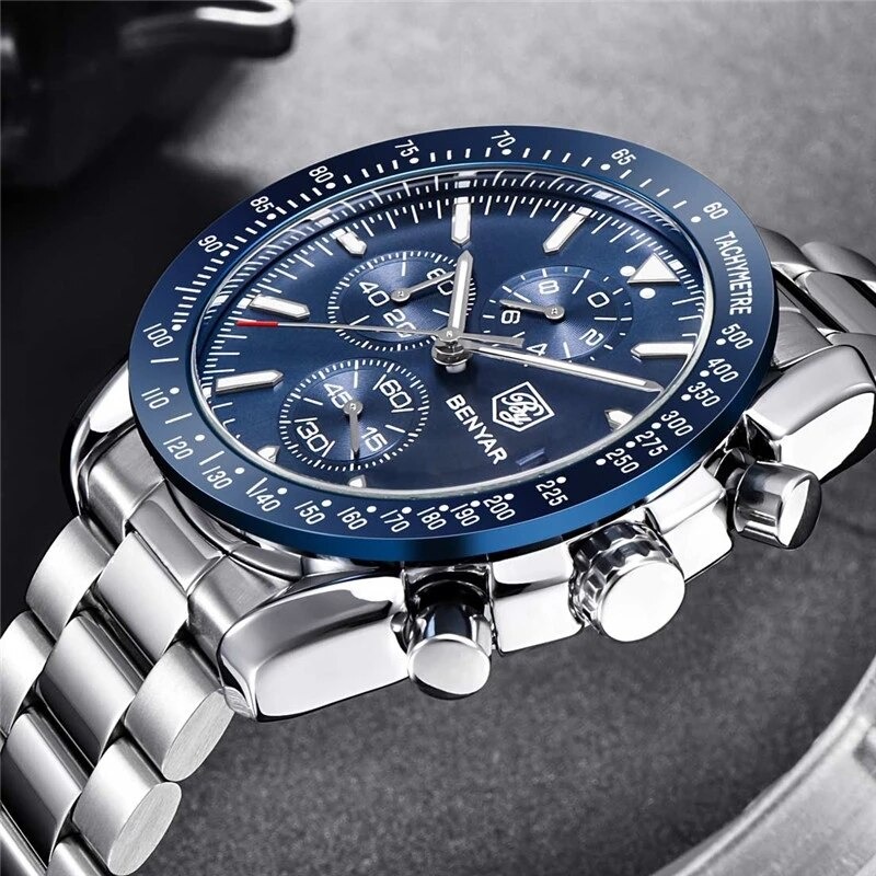 RELOJ HOMBRE LUJO BENYAR 5140 CRONÓGRAFOS AZUL - 5