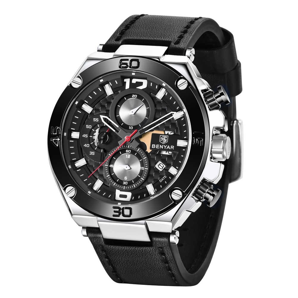 RELOJ HOMBRE BENYAR 5151 CRONÓGRAFOS CORREA CUERO - 1