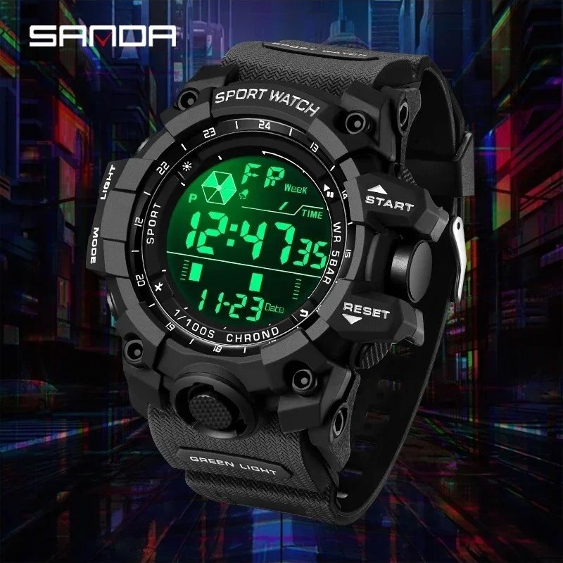RELOJ DEPORTIVO SANDA 6229 DIGITAL NEGRO - 2