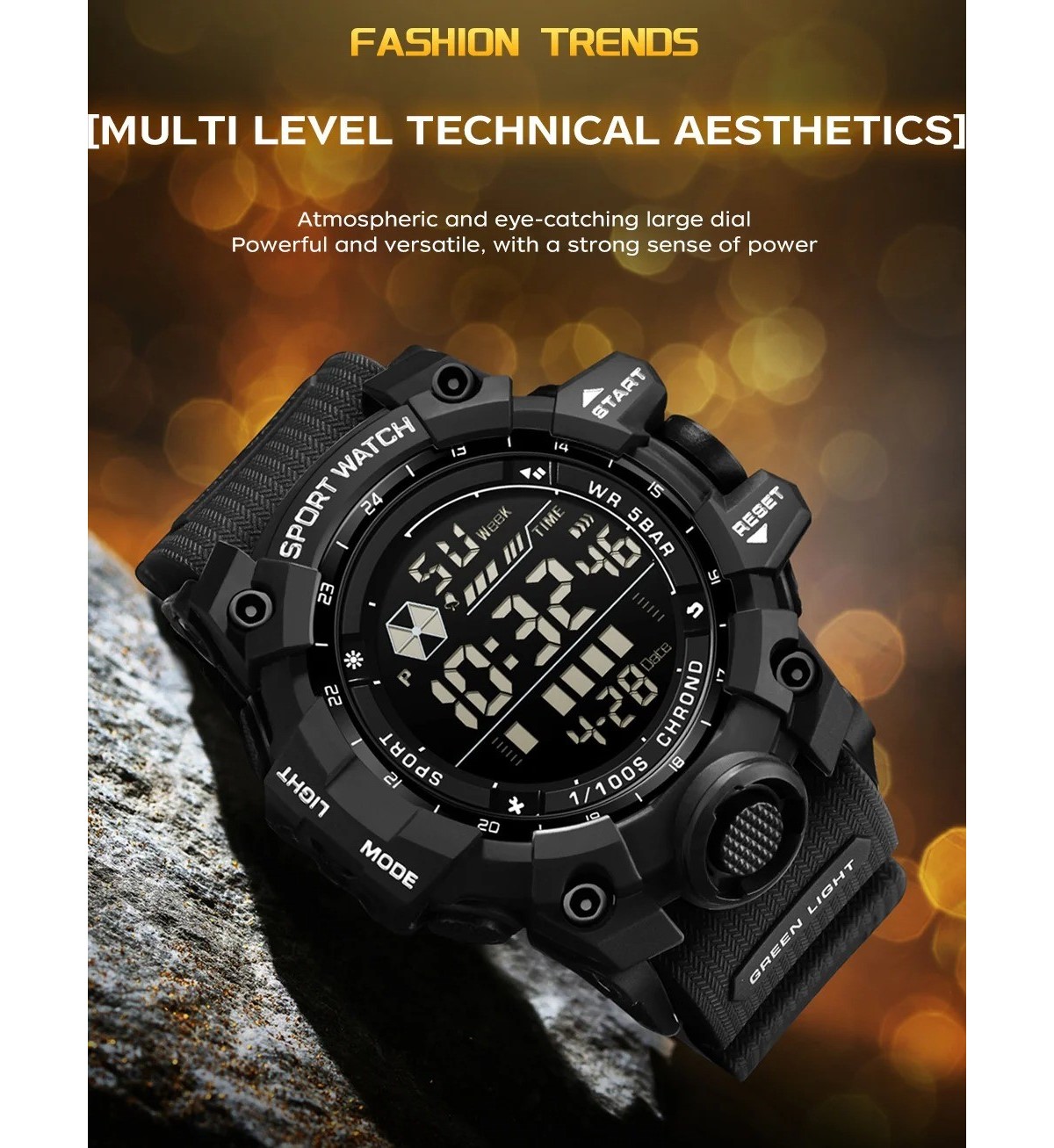 RELOJ DEPORTIVO SANDA 6229 DIGITAL NEGRO - 4