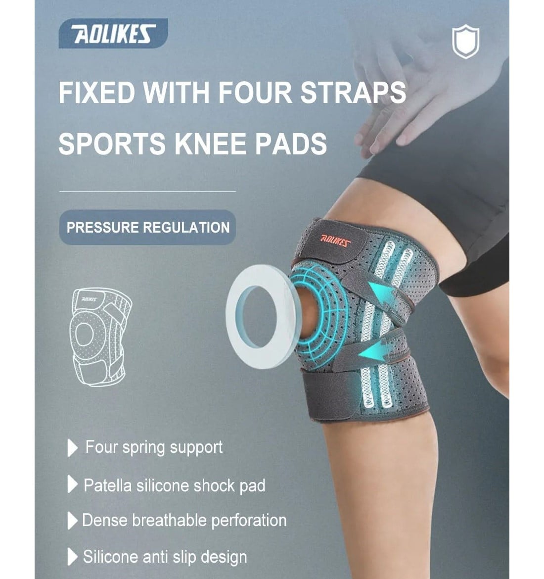 RODILLERA DEPORTIVA AOLIKES 7611 SOPORTE METÁLICO - 4