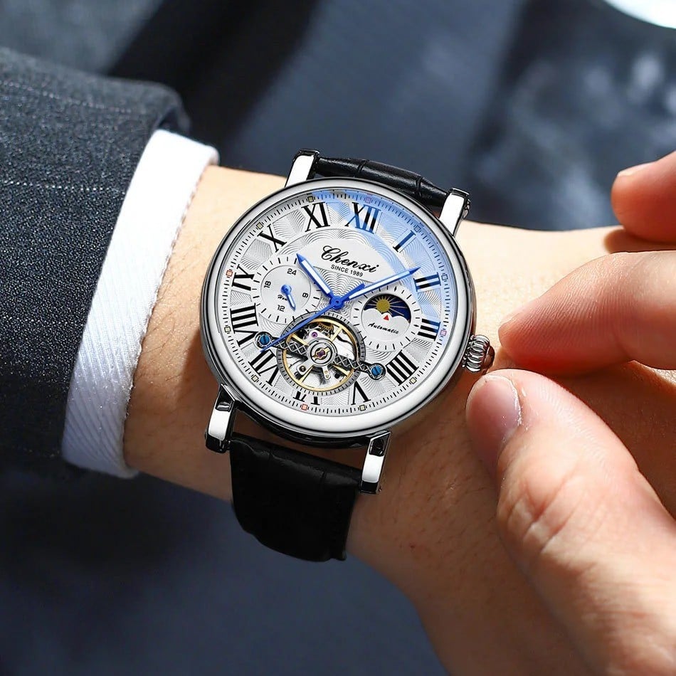 RELOJ LUJO CHENXI 8873 MECANICO-AUTOMATICO TOURBILLON NEGRO - 2