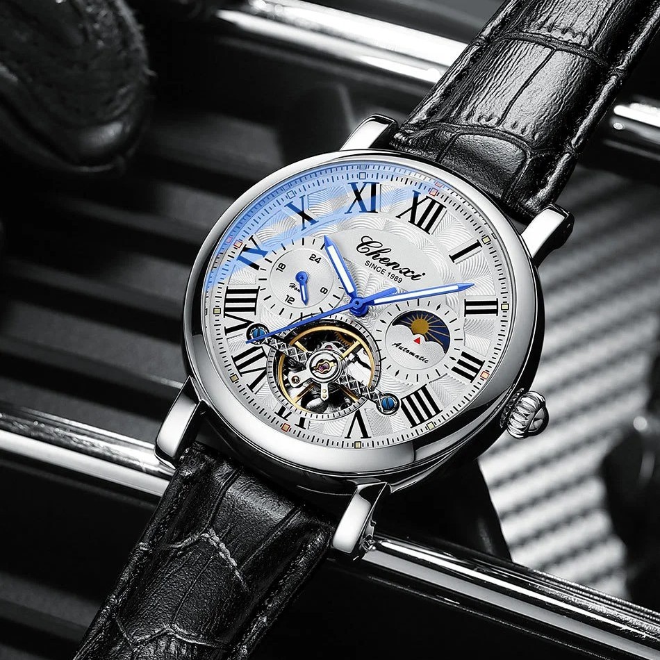 RELOJ LUJO CHENXI 8873 MECANICO-AUTOMATICO TOURBILLON NEGRO - 4