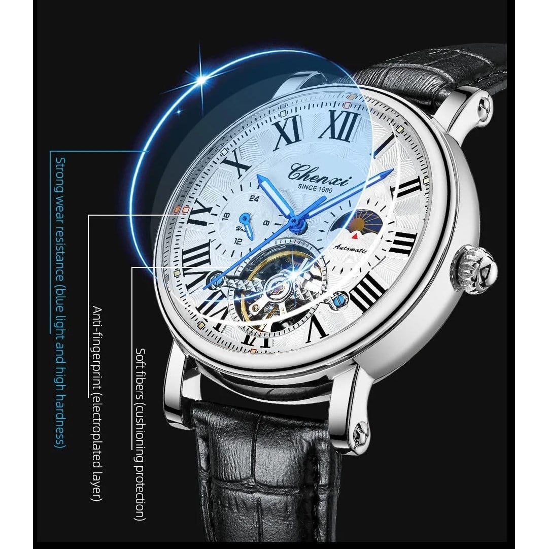 RELOJ LUJO CHENXI 8873 MECANICO-AUTOMATICO TOURBILLON NEGRO - 6