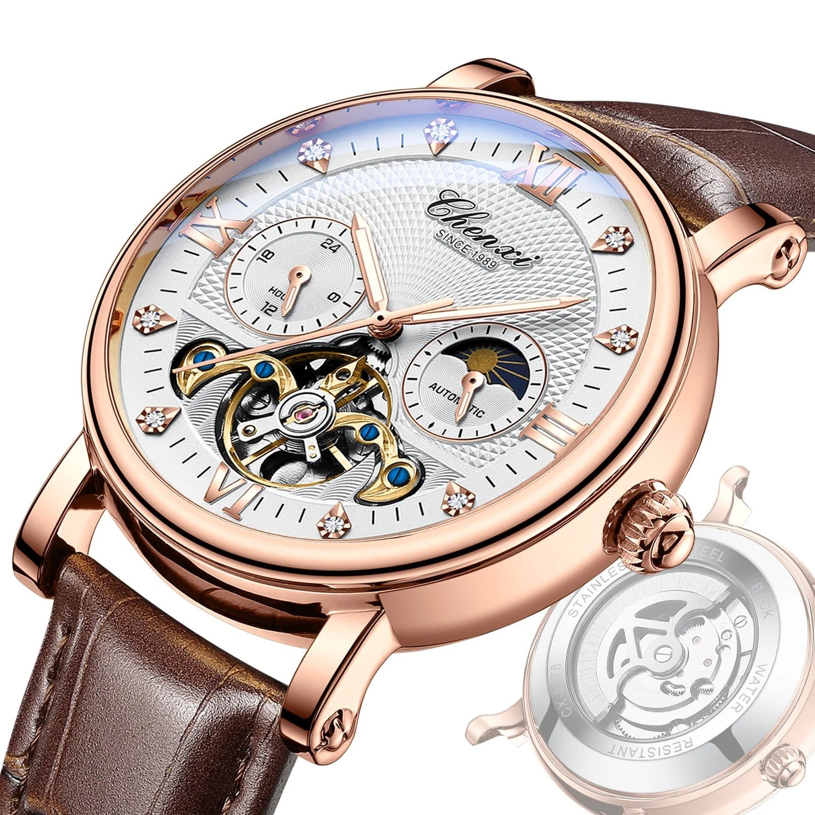 RELOJ LUJO CHENXI 8876 MECANICO-AUTOMATICO TOURBILLON - 1