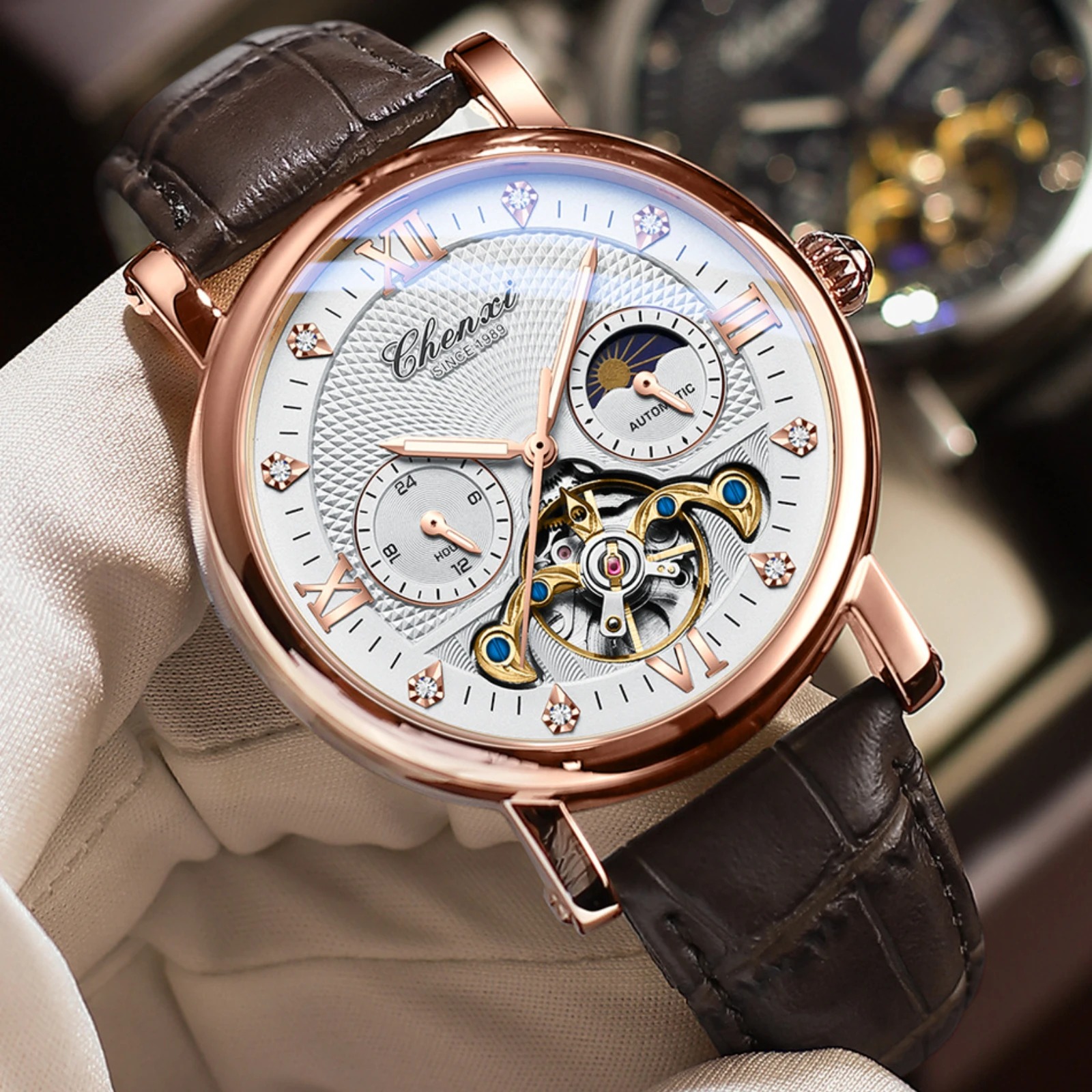 RELOJ LUJO CHENXI 8876 MECANICO-AUTOMATICO TOURBILLON - 2