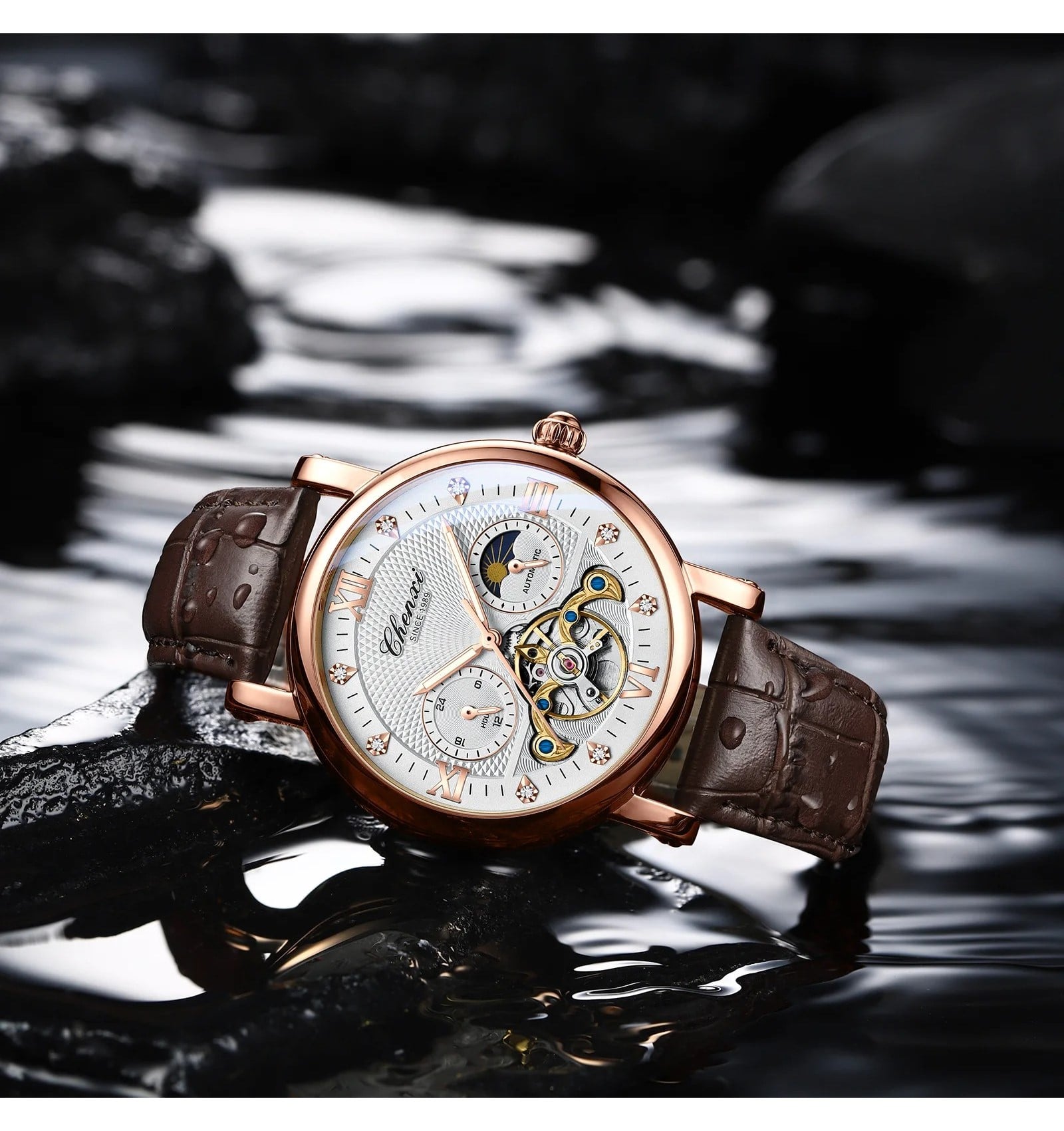RELOJ LUJO CHENXI 8876 MECANICO-AUTOMATICO TOURBILLON - 3