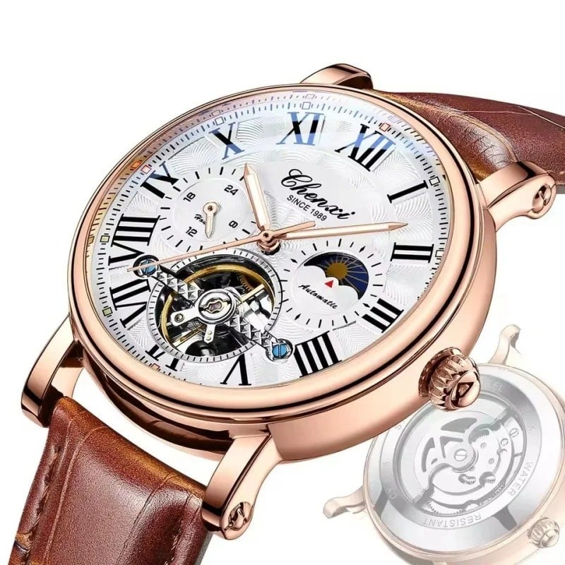 RELOJ LUJO CHENXI 8873 MECANICO-AUTOMATICO TOURBILLON MARRÓN - 1
