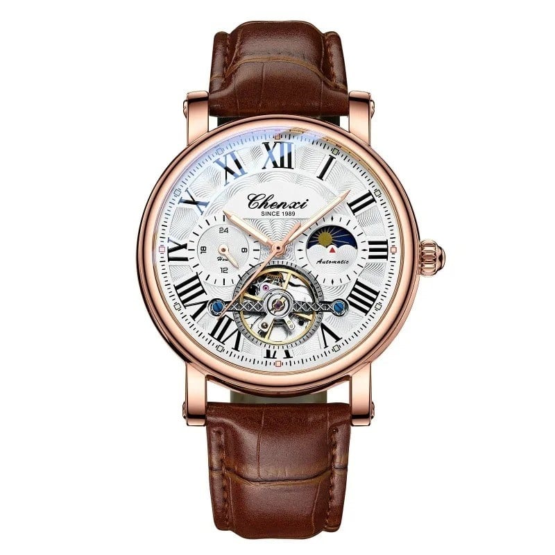 RELOJ LUJO CHENXI 8873 MECANICO-AUTOMATICO TOURBILLON MARRÓN - 2