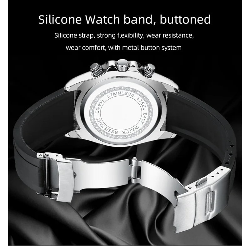 RELOJ LUJO CHENXI 958B CRONOGRAFO BLANCO - 6