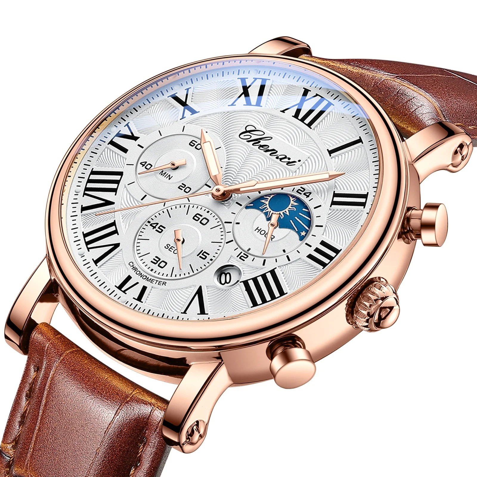 RELOJ HOMBRE CHENXI 973 CRONOGRAFO MARRÓN - 1